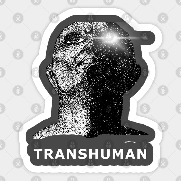 Transhuman Evolution of Man in Dystopian Future Artwork (black/white) Sticker by DMcK Designs